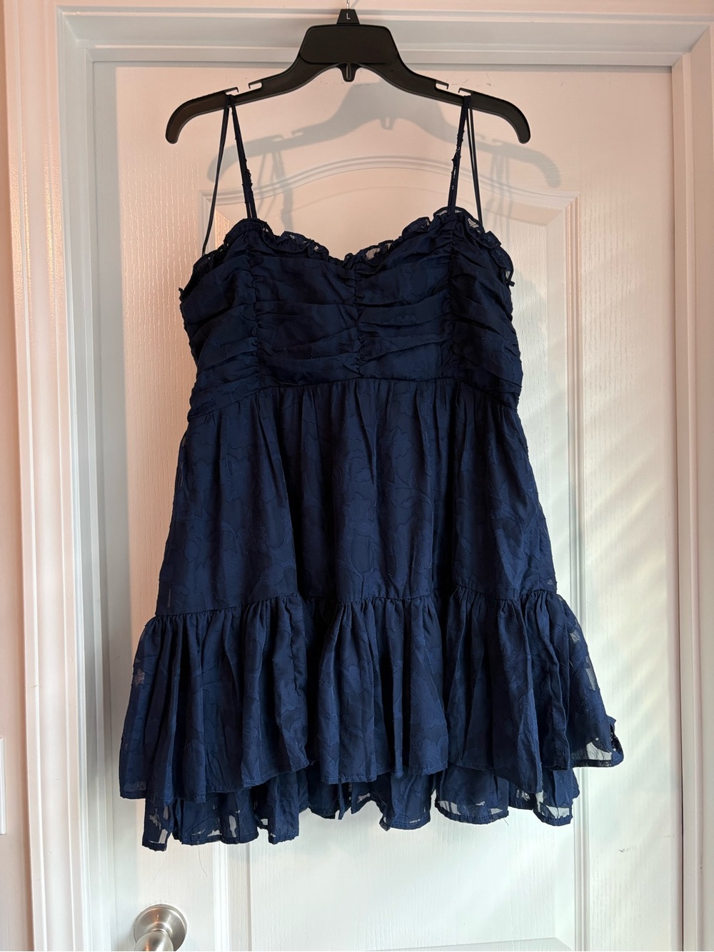 Altar'd State Navy Blue Ruffle Tiered Mini Dress